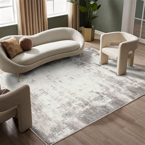 QD Udreamy 4x6 Area Rugs Machine Washable Rugs For Living Room Gray