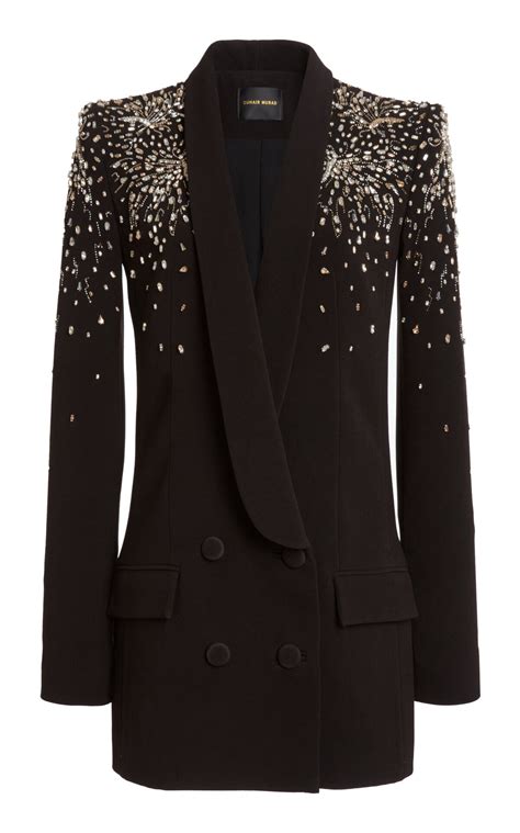 Zuhair Murad Embellished Cady Blazer Fr Only Black Editorialist