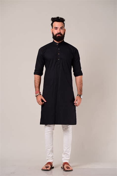 Solid Black Kurta Pajama Set Rajanyas