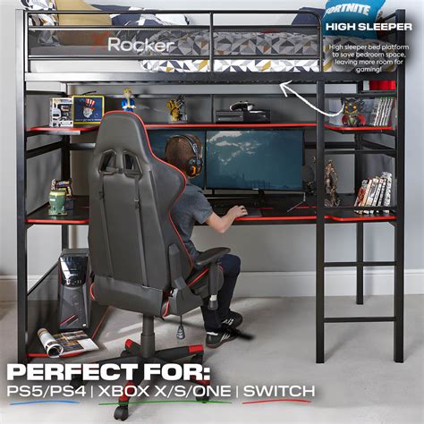 Gaming Beds X Rocker Battlebunk Bunk Bed With Gaming Desk Black