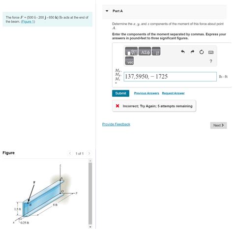 Solved The Force F I J K Lb Acts At The End Of Chegg