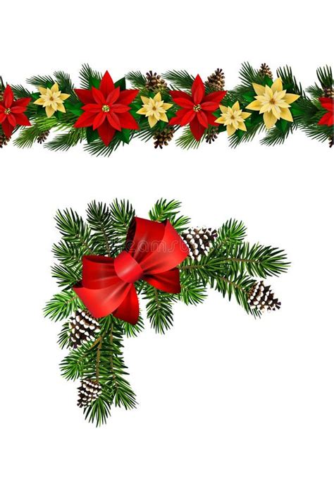 Vector Christmas Border Decoration Collection Stock Vector