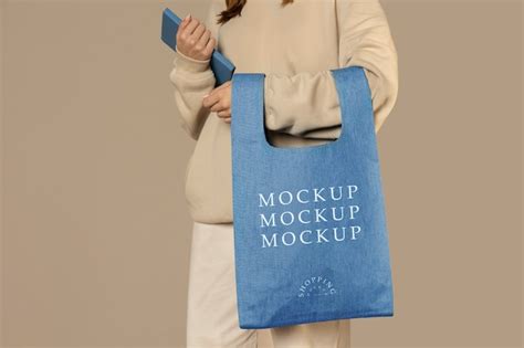 Premium PSD | Fabric shopping bag mockup design