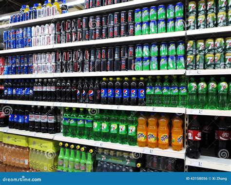 Soft Drinks and Beverages in Supermarket Editorial Photo - Image of ...