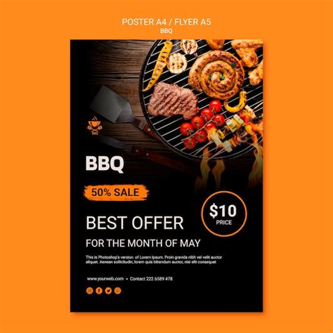 Free PSD | Poster template with bbq concept