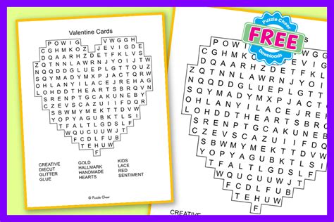 Valentine Word Search - Valentine Cards - Puzzle Cheer