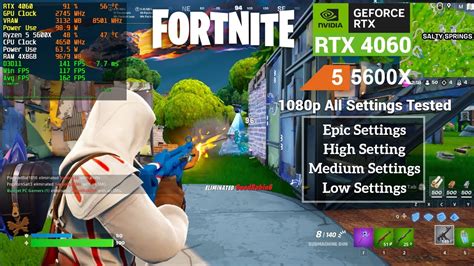 Fortnite RTX 4060 Ryzen 5 5600X 1080p All Settings Tested DX11