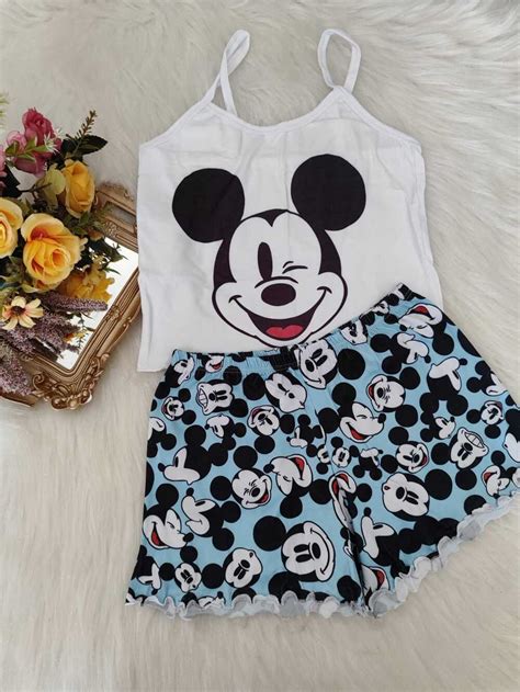 PIJAMA BLOGUERINHA SLIM KI70 MICKEY PISCA Império Lingerie