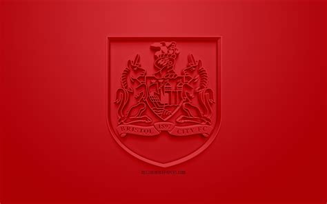 Download wallpapers Bristol City FC, creative 3D logo, red background ...