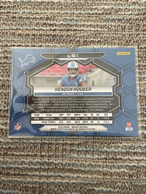 Panini Mosaic Nfl Debut Nfl Debut Nd Hendon Hooker Rc Ebay