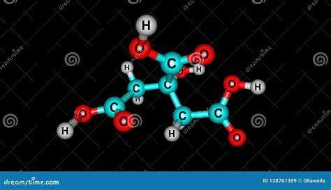 Estructura Molecular Del ácido Cítrico Aislada En Negro Stock de