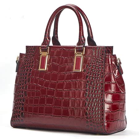 Qiwang Wine Authentic Women Bag 100 Genuine Leather Women Crocodile