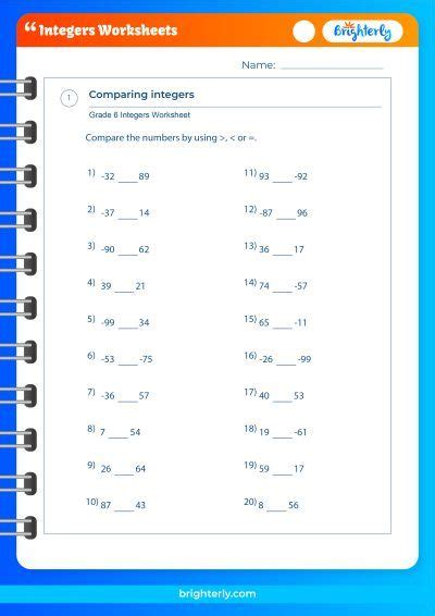 Free Printable Integers Worksheets Positive And Negative Integers Worksheets Library