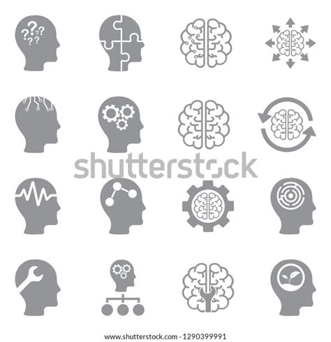 Mindset Icons Gray Flat Design Vector Stock Vector Royalty Free