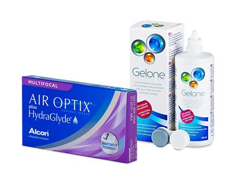 Air Optix Plus HydraGlyde Multifocal 3 Lenses Gelone Solution 360