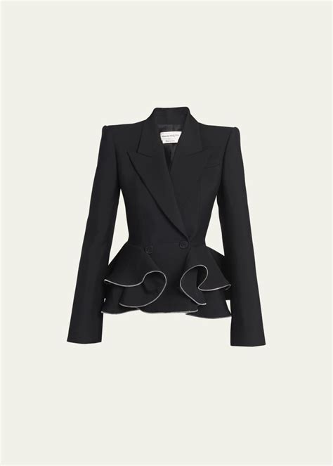 Mcqueen Wool Peplum Blazer Jacket With Zipper Detail Bergdorf Goodman