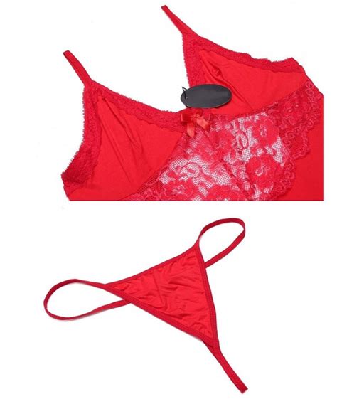 Sexy Lingerie Lace Babydoll Chemise Nightgown Full Slip Sleepwear Dress S Xxl Red Ci Hogdix