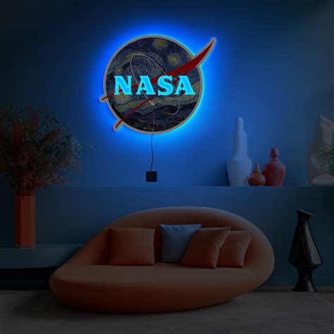 Nasa Neon Sign Nasa Led Sign Nasa Wall Art Nasa Night Light Nasa