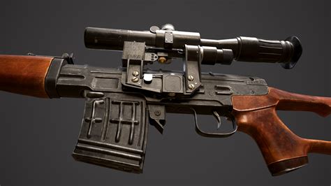 SVD Dragunov Sniper Rifle Low Poly 3D Model CGTrader