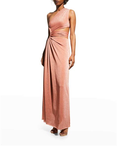 Buy Bronx And Banco Jamilia One Shoulder Cutout Shimmer Gown Coral At