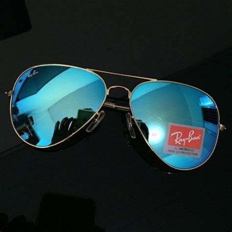 Culos De Sol Ray Ban Aviador Azul Espelhado Degrade