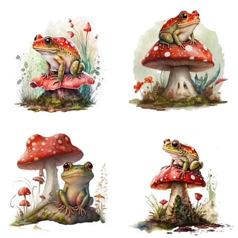 Frog Mushroom Art Print Mushroom Frog Print Mushroom Frog Watercolor Mushroom Frog Clipart Png