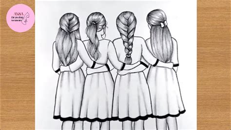 girl  friends sisters drawing  friends drawing