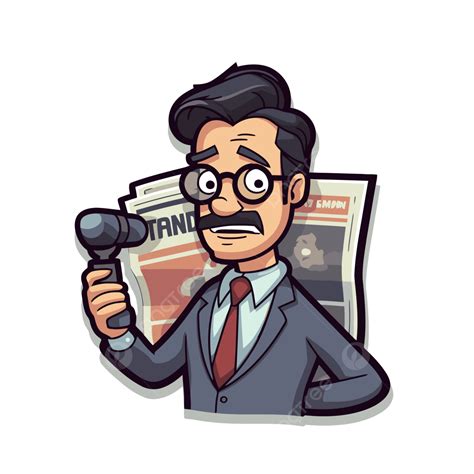 Icono De Dibujos Animados De Un Periodista Con Gafas Vector PNG