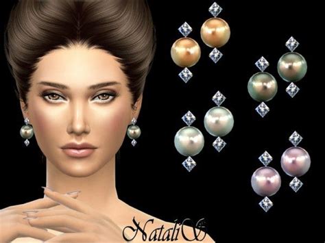 The Sims Resource Crystals And Pearl Earrings V By Natalis Sims