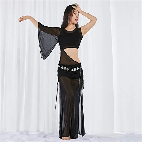 Black Dancing Girl Belly Dance Suit Modern Oriental Bellydance Costume