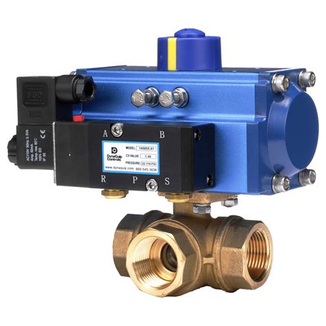 DYNAQUIP CONTROLS 1 1 4 In Brass Pneumatically Actuated Three Way