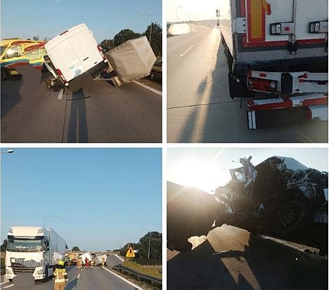 Uwaga groźny wypadek koło Wrocławia Na autostradzie A4 bus zderzył się