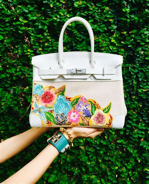 Hand Painted Hermes Birkin By Artist Love Marie Aka Heart Evangelista