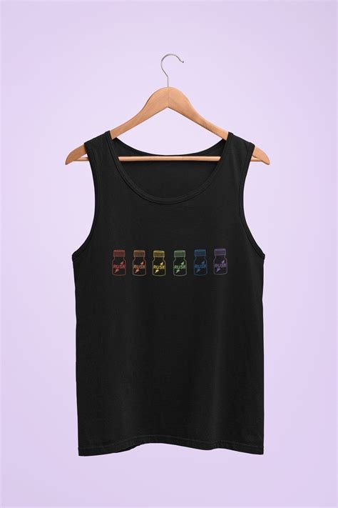 Rainbow Tank Top For Gay Pride Tank With Rainbow Poppers Gay Shirt Poppers Bottle Summer Gay