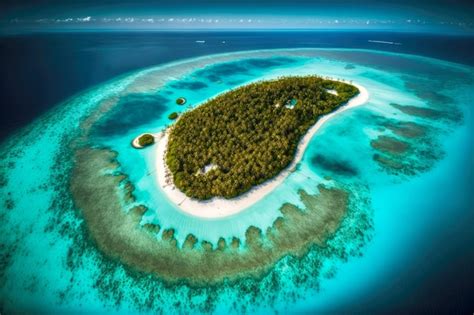 Premium Photo | Green islands among turquoise sea on maldives tropical ...