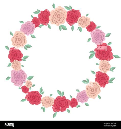 Flores Marco Redondo Con Rosas De Colores Vintage Vintage Vector