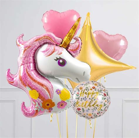 Pink Unicorn Inflated Crazy Balloon Bunch Pink Balloons Balloons