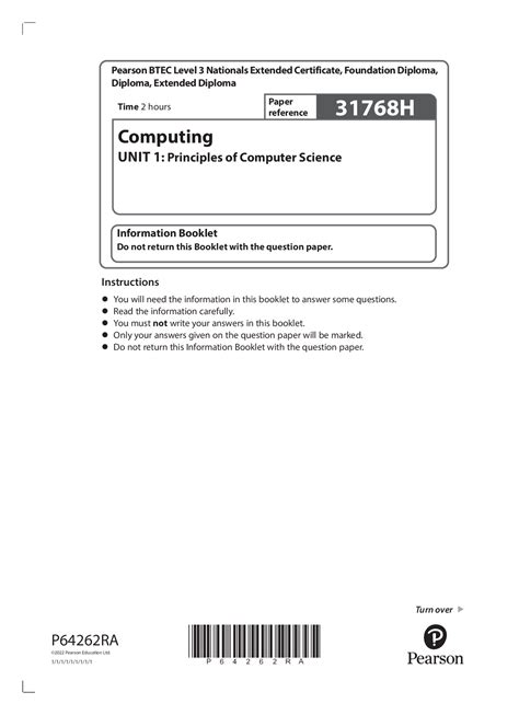 Pearson BTEC Level 3 Nationals 31768H Computing UNIT 1 Principles Of