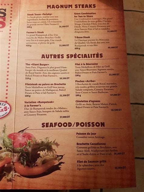 Farmers Steakhouse Restaurant Sousse Menu Prix Et Avis Kharjet Tn