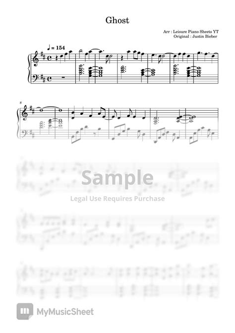 Justin Bieber Ghost Sheets By Leisure Piano Sheets Yt