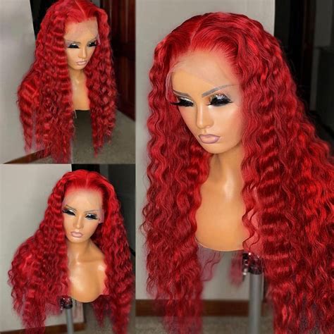 Jyz Hair Hot Red Lace Front Wigs Human Hair 180 Density