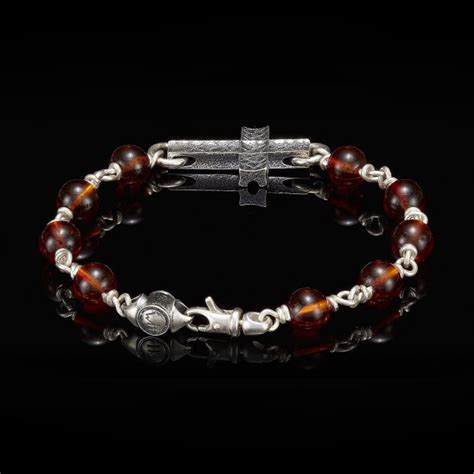 William Henry Pulse Baltic Amber Silver Cross Bracelet