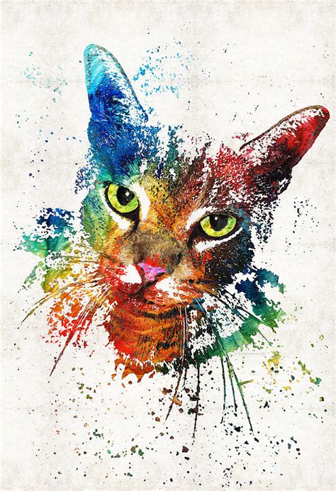 Abstract Acrylic Painting Colorful Cats