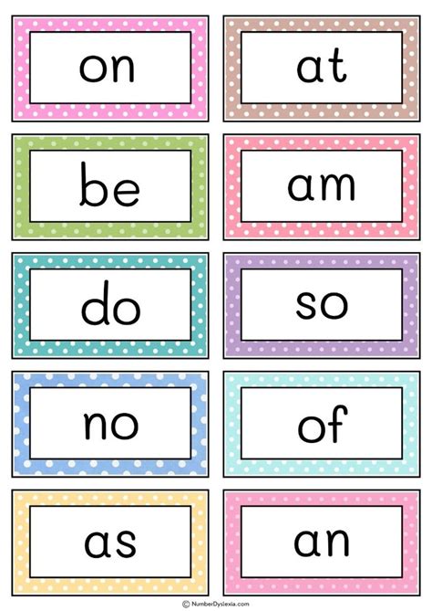 kindergarten sight words list chart printable