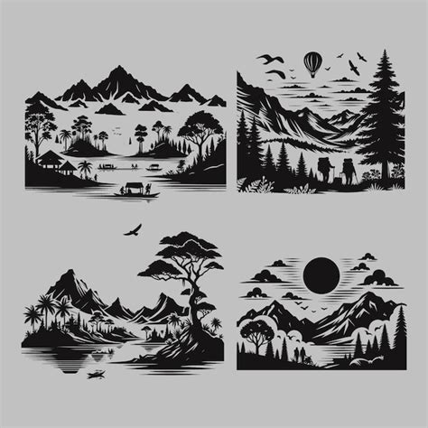 Forest Silhouette Landscape SVG Outdoor SVG Adventure SVG Forest