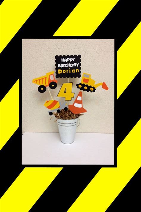 Construction Centerpiece Birthday Decoration Personalized Etsy