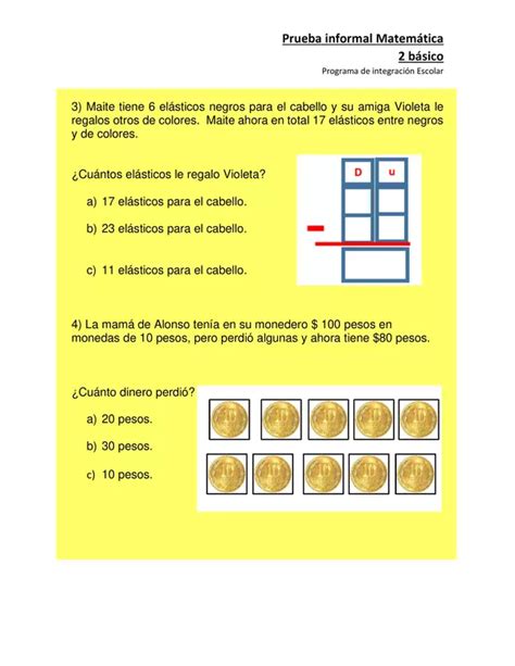 Prueba Informal Matem Tica A O B Sico Pie Profe Social