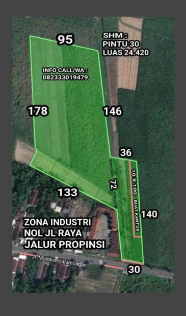 Lahan Plot Industri Pabrik Nol Jl Raya Jalur Propinsi