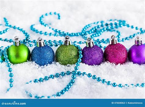 Christmas Balls and Garland Stock Image - Image of purple, decorate: 47604063