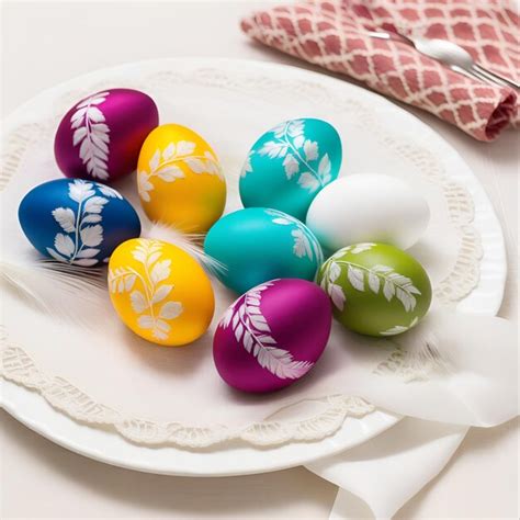 Premium Photo Colorful Easter Eggs In A Plate On The Table With A